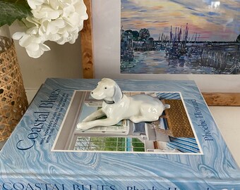 Blue and White Porcelain Sitting Dog Figurine