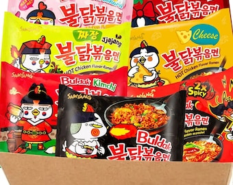 Samyang Buldak Hot Chicken Flavor Ramen Nudeln - 10 Portionen gemischte sorten - Mix Paket - Mixed Box (Cheese,Carbonara,Spicy,Curry,Kimchi)