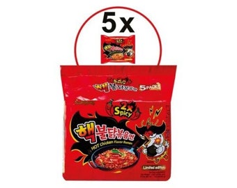 Samyang Buldak Extra Hete Pittige Kipnoedels 140g x 5 Pak