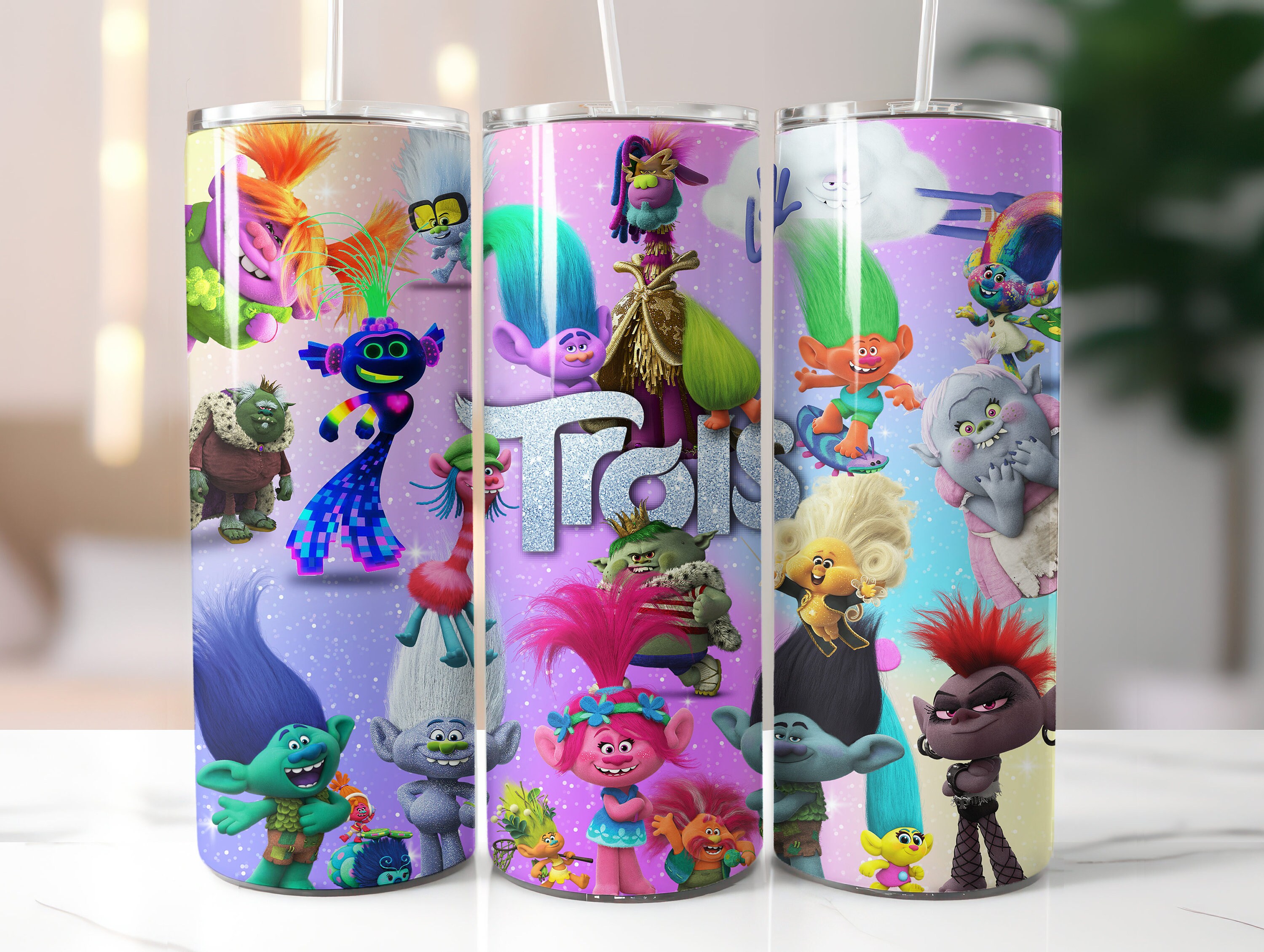 Trolls Party Decor Supplies Tableware Balloons Napkins Plates Tablecover  Banner Cups Invitation Cards Straws 