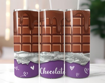 Chocolate tumbler, Kids tumbler wrap, 20oz chocolate tumbler gift for her