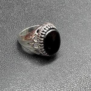 Black Onyx Sterling Silver Ring - Ottoman Style Handmade Jewelry