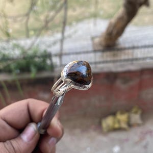 Anello fatto a mano con pietersite: pietra preziosa in argento sterling 925