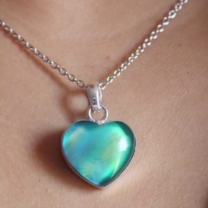 natürlicher Aurora Opal Doublette Sterling Silber Herz Anhänger, Silber Herz Halskette, Aurora Opal Halskette, Herz Halskette, handgemachter Anhänger,