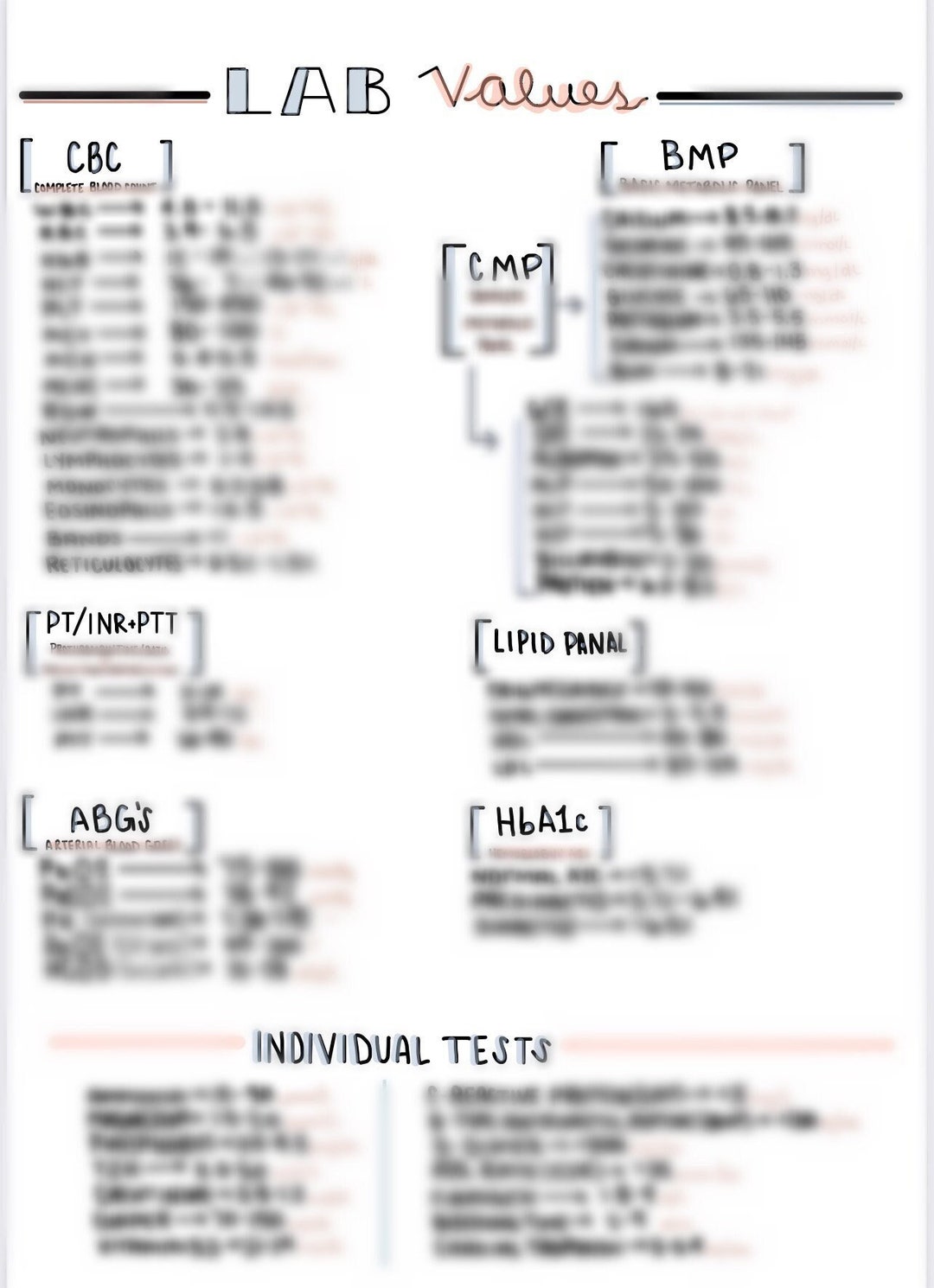 Lab Values by Panel Etsy