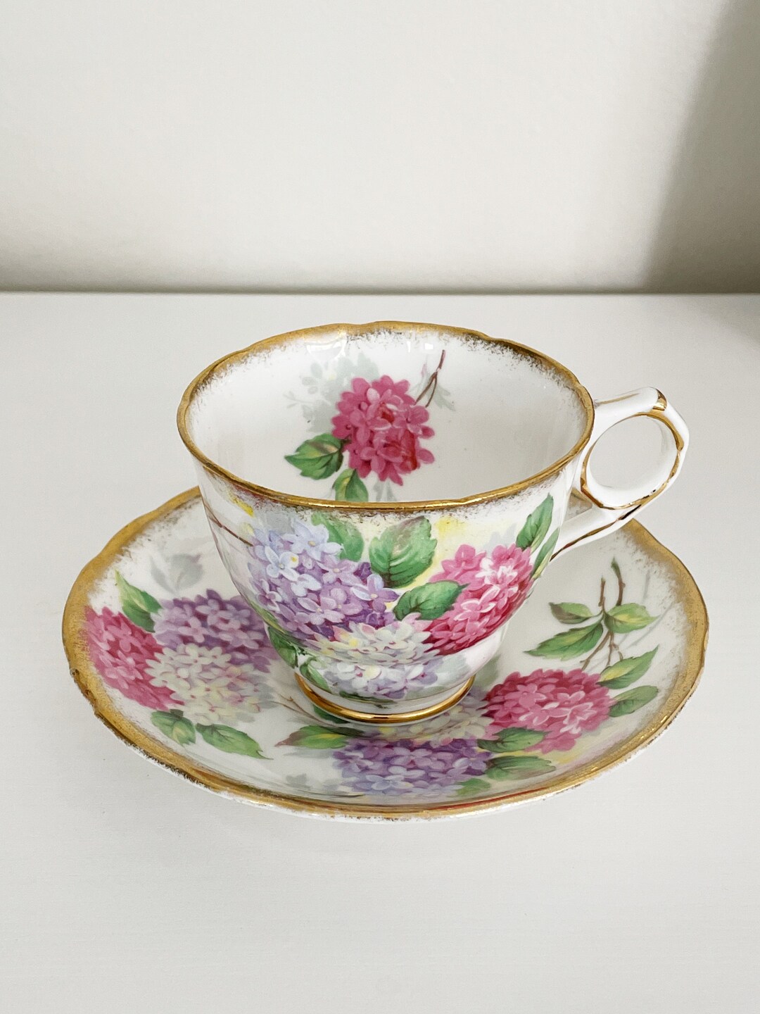 Royal Stafford Teacup Saucer Carousel English Teacup Set Vintage Tea