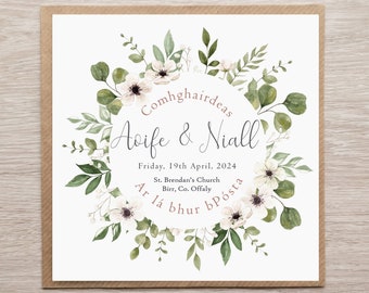 Cartão de casamento personalizado em irlandês para casais. Cartão de casamento irlandês, Cartão de casamento personalizado, Ar Lá Bhur bPosta, Noiva, Noivo, LGBTQ