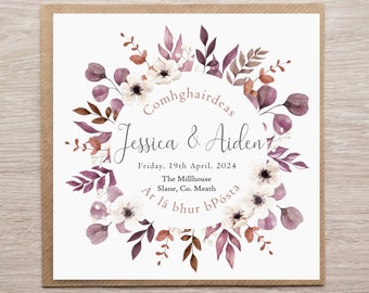 Personalised Irish Language Wedding Card. Card For Newlywed Couple, Irish Wedding Card, Gaelic Wedding Card, Comhghairdeas Ar Lá Bhur bPósta