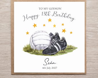 Gaelic GAA Themed Birthday Card, Personalised GAA  Football Themed Card