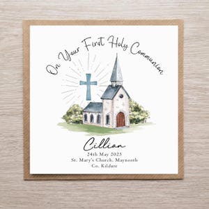 Cartão de comunhão personalizado para meninos. Cartão de primeira comunhão, cartão personalizável para afilhado, presente de comunhão personalizado, cartão de comunhão para neto