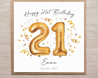 Personalised 21st Birthday Card for her. 21st Birthday card for daughter, Niece, Goddaughter, Friend. Special Custom Card, Twenty First Card