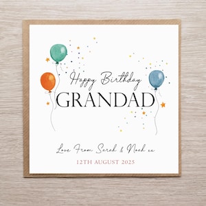 Tarjeta de cumpleaños personalizada para abuelo, tarjeta de cumpleaños de nieto, cumpleaños de abuelo, tarjeta de edad para abuelo, tarjeta de cumpleaños personalizable