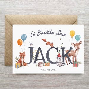 Boys Irish Language Birthday Card, Party Animal Themed Personalised Birthday Card, Lá Breithe Shona, Custom Birthday Greeting Card