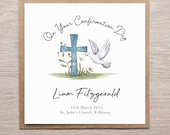 Biglietto di cresima personalizzato per ragazzi. Biglietto di cresima per ragazzi, biglietto personalizzabile, biglietto di cresima per figlioccio,