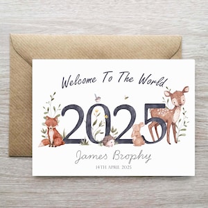 Tarjeta de bienvenida al mundo 2025 para bebé, tarjeta personalizada para bebé recién nacido, tarjeta personalizada para bebé recién nacido, bebé niña recién nacido 2025, bebé niño recién nacido 2025