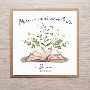 Tarjeta de agradecimiento personalizada en irlandés para profesor, tarjeta de agradecimiento en gaélico, tarjeta de museo, asistente de profesor, de estudiante, tarjeta SNA