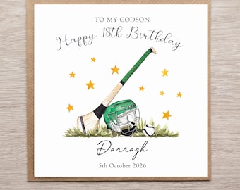 Hurling Themed Birthday Card, Personalised GAA Themed Card