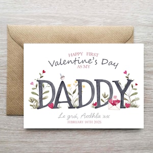 Tarjeta del primer día de San Valentín para el padre, tarjeta del primer día de San Valentín para el abuelo, tarjeta del día de San Valentín de un niño, tarjeta del primer día de San Valentín de un bebé a un papá