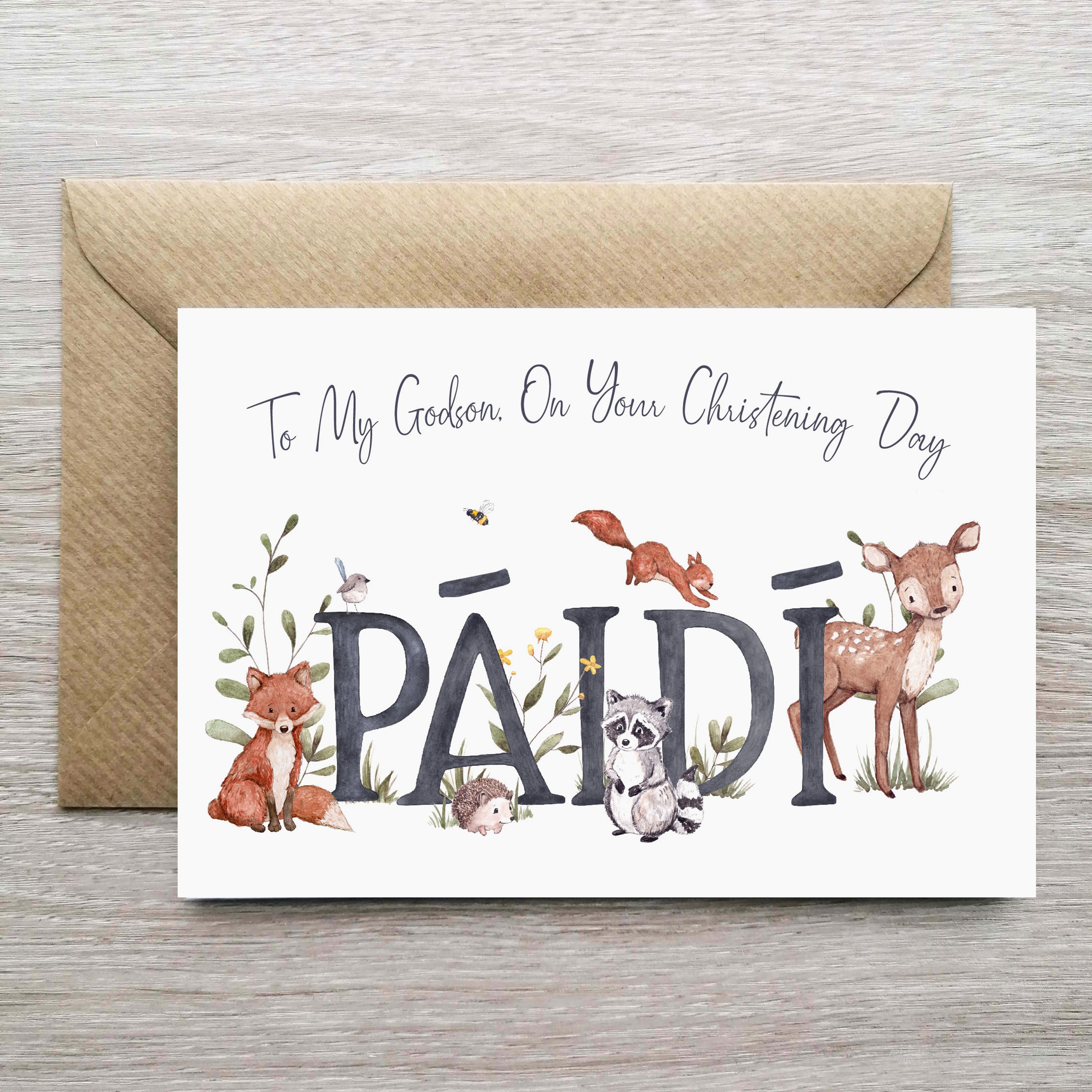 Godson Personalised Christening Day Card, Boys Personalised Baptism Day