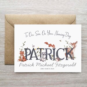 Tarjeta del día del nombramiento de un hijo de parte de los padres, tarjeta del día del nombramiento personalizada para niños, tarjeta personalizada del día del nombramiento de padres a hijos, tarjeta de recuerdo para la ceremonia del nombramiento