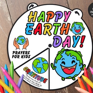 Earth Day Coloring Wheel, Earth Day Activity, Earth Day Preschool, Earth Day Coloring, Earth Day for Kids, Earth Day Lesson, Earth Day