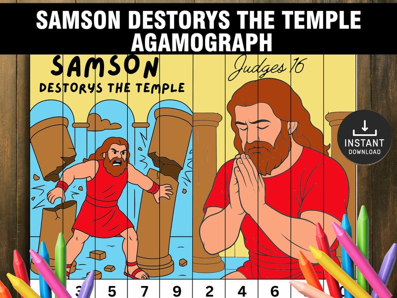Samson From Numbers Samson Destroys the Temple Agamograph, Bible Story Craft, Bible Lesson ...