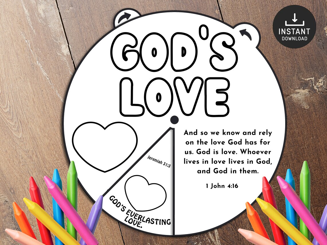 Color Wheel With Scriptures Gods Love Scripture Coloring Wheel, Printable Bible Valentine Activity ...
