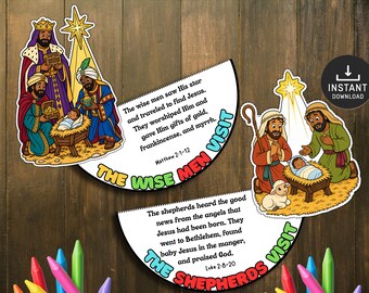The Wise men Visit and the Shepherds Visit Jesus Bible Craft for Kids, Sunday School, Nativity Activity, Church Activities