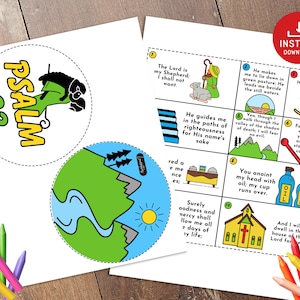 Psalm 23 Bible Story activity, Sunday school craft, Printable paper craft, Kids Bible Lesson, Bible Activity, Christian Kids Craft