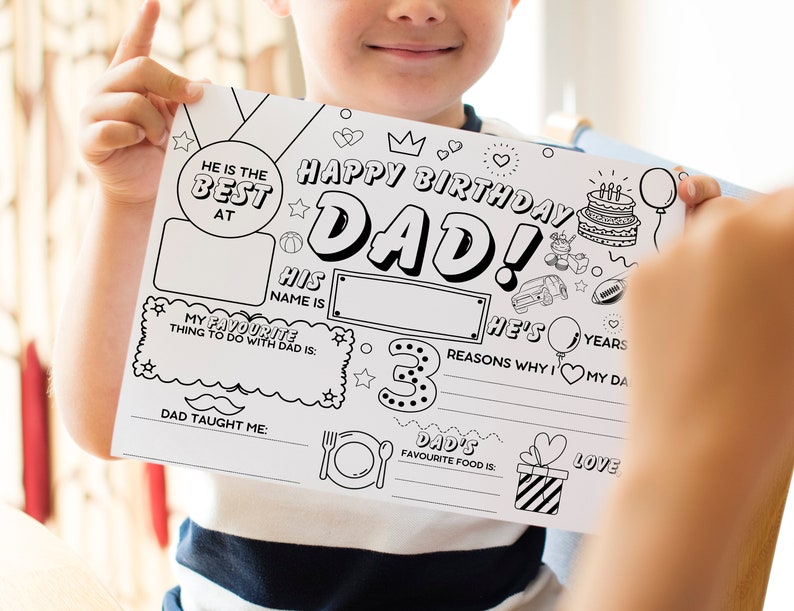 Happy Birthday Dad Coloring Page Printable All About Dad Fill in