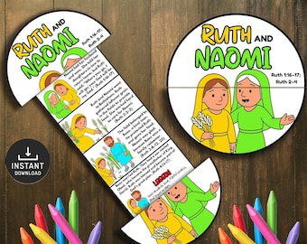 Ruth en Naomi Verrassing vouwen Bijbelverhaal Knutselen, Kinderbijbelles, Zondagsschoolknutsel, Kerkactiviteit Kinderen, Miniboek, Zondagactiviteiten