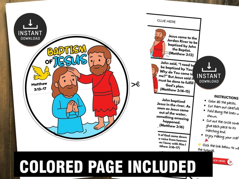 Baptism of Jesus Folding Surprise Bible Story Craft, Bible Story ...