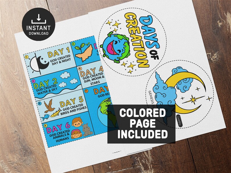 Days of Creation Bible Story Activity, Sunday School Craft, Printable ...