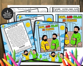 Paul and Silas Bible Story Craft, Church Activity Mini Book (Digital Download)