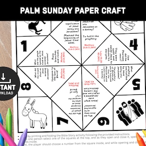 Palm Sunday Craft, Jesus Palm Sunday, Triumphant Entry to Jerusalem, Church Kids Activity, Easter craft, Fortune Teller, Cootie Catcher