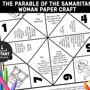 Samaritan Woman Paper Craft, Fortune Teller, Cootie Catcher, Sunday School craft, Bible Story crafts, Living Waters, Bible story Activity
