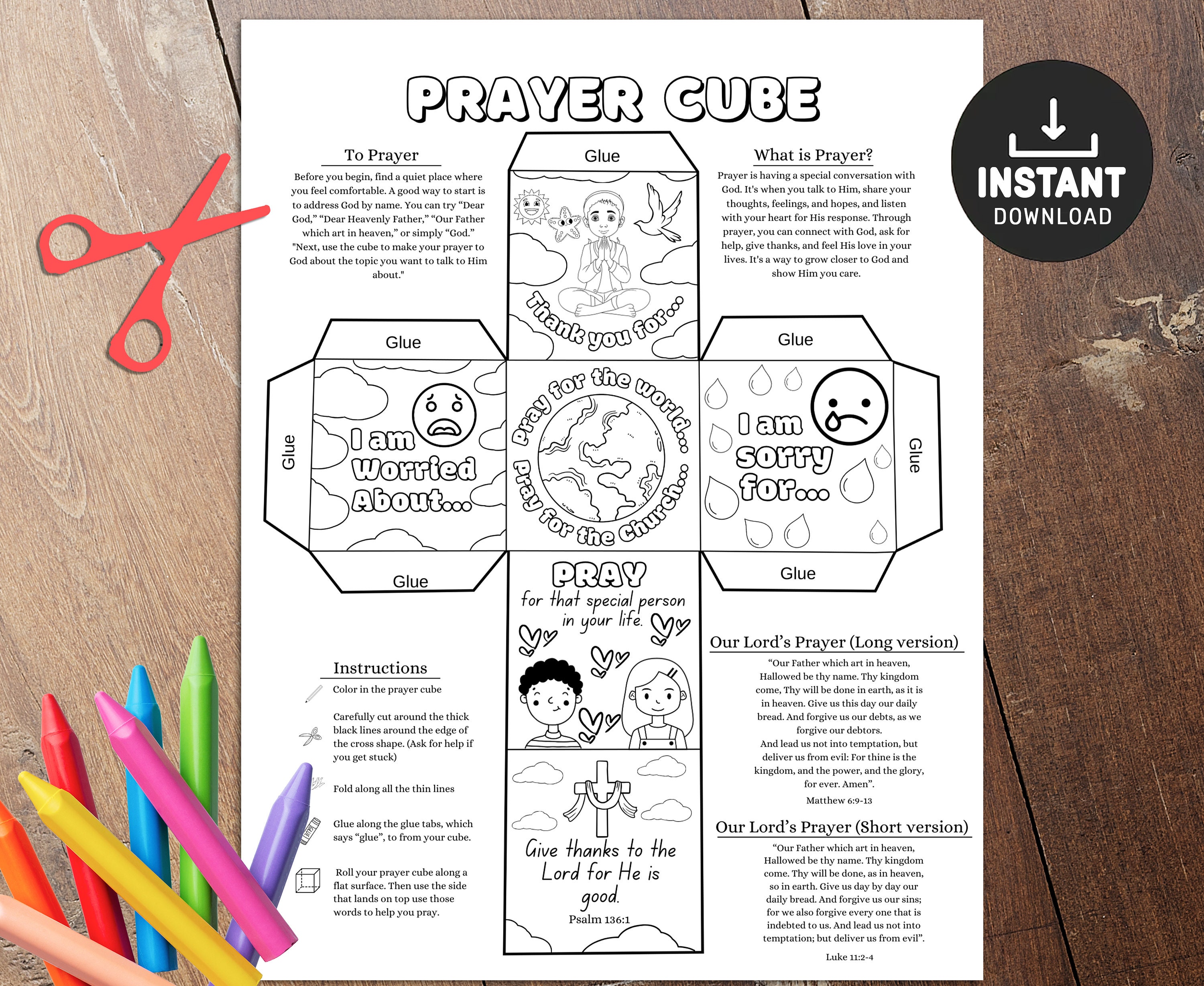 Prayer Cube Christian Crafts Crafts for Kids Printable - Etsy UK