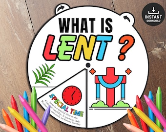 Lent Coloring Wheel, Lent Activity for Kids, Ash Wednesday Bible Study, Catholic Lent Family Prayer, Coloring Wheel, Sunday School, Lent