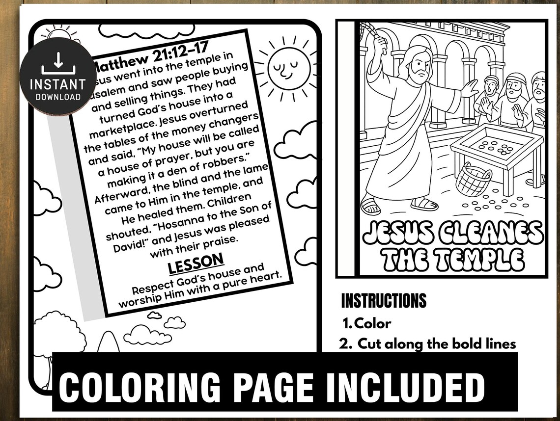 Jesus Cleanses the Temple Bible Story Craft, Sunday School Activities ...