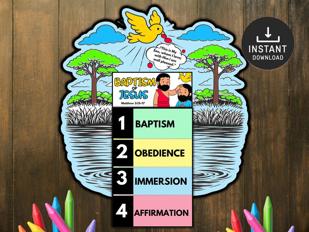 Baptism of Jesus One Page Flipbook Bible Craft for Kids, Bible Story ...