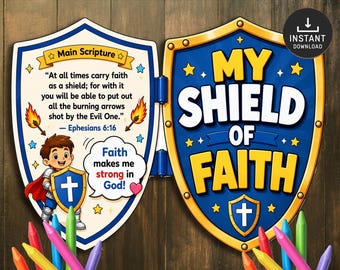 My Shield of Faith Craft, Sunday School, Ephesians 6:16, Church Activity kids, Armor of God