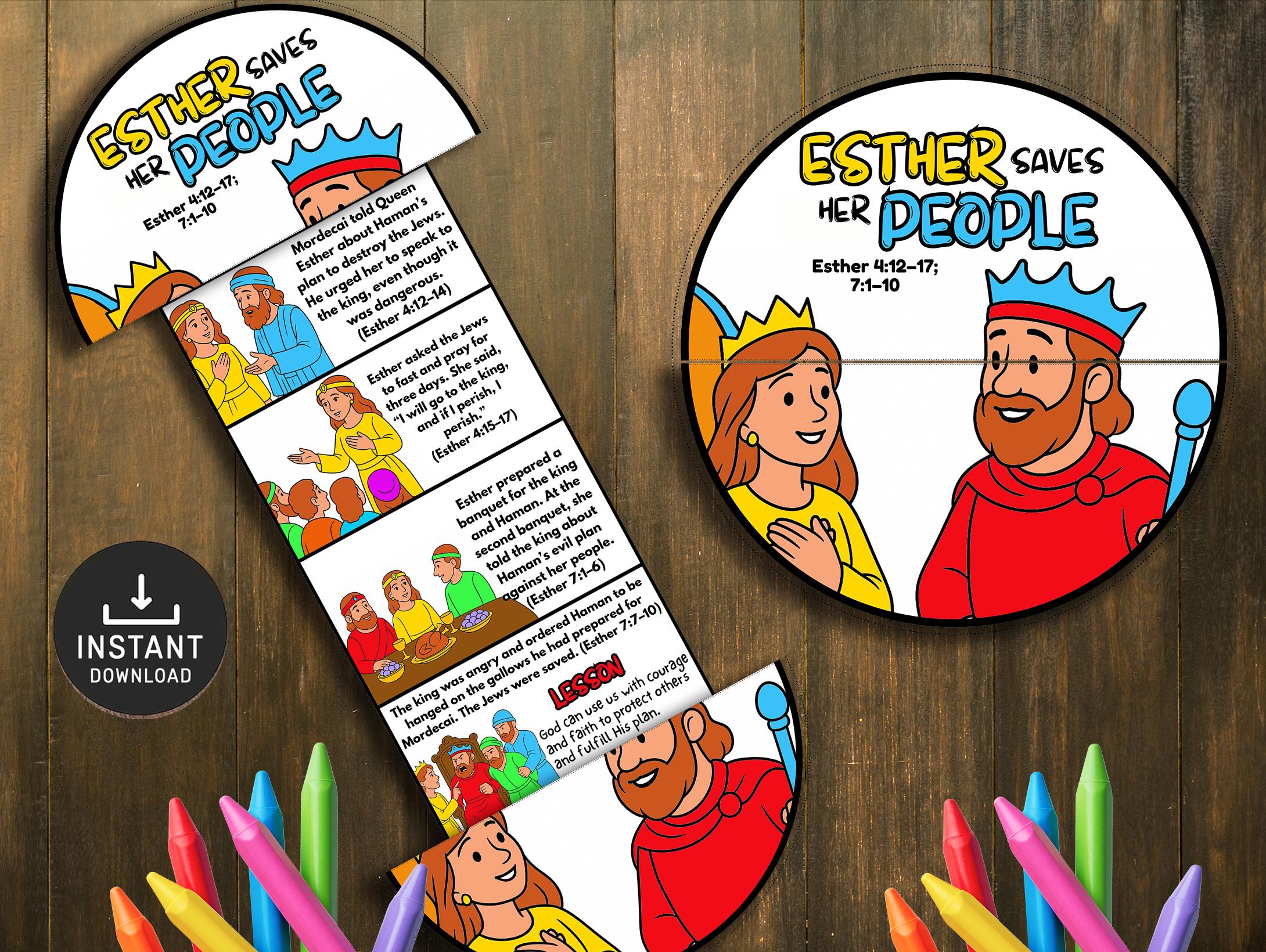 Esther Bible Story Craft, Folding Surprise Activity (digital Download ...