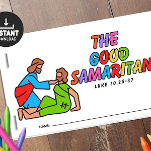 Good Samaritan, Sunday School, Church Kids Activity, Sunday Activities, Kids Bible Lesson, Mini Book, Half Page Book, Sunday School craft