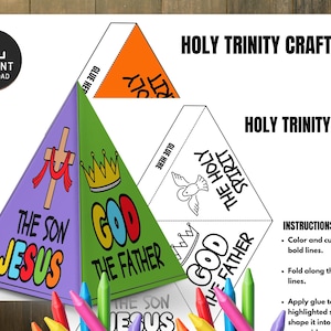 Holy Trinity 3-D Pyramid Craft for Kids Sunday School Bible Lesson, Bible Craft, Holy Trinity Craft, Christian Activities, Sunday Activities