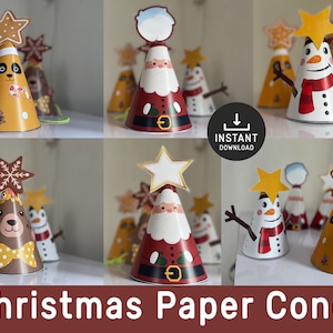 Christmas Paper Crowns coloring activity Printable Kids Craft Hats Winter Holiday Party Favor Costume DIY Printable - Instant Download