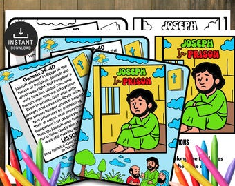 Joseph in Prison Mini Book, Kids Bible Lesson, Sunday School, Bible Story Activity,  Sunday Activities, Church Kid Activity, Joseph Craft