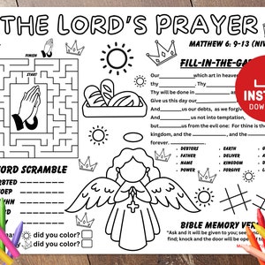 Das Vaterunser, Bibelaktivität, Sonntagsschulaktivitäten, Bibel-Tischset, Kinderaktivität in der Kirche, Basteln in der Sonntagsschule, Sonntagsschule