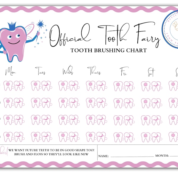 Gebürstete Zähne Diagramm, Zahnputz Diagramm, Kleinkind Belohnung Diagramm, Routine Diagramm für Kinder, Kinder Zähne Routine Printable Brushed Chart