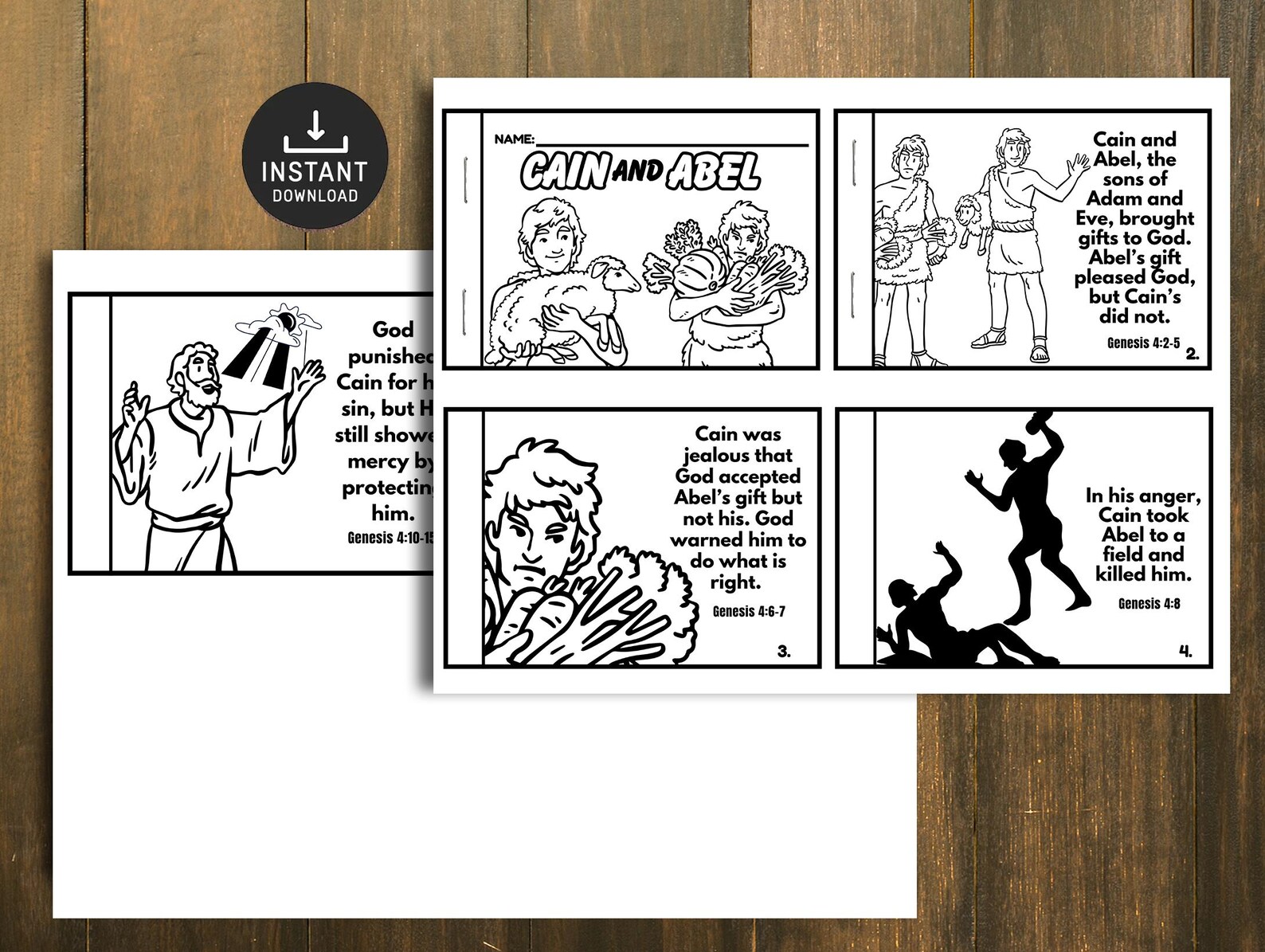 Cain and Abel Mini Book, Bible Lesson Kids, Bible Lesson, Memory Game ...