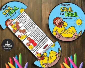 Saul to Paul Folding Surprise Bible Story Craft, Bible Lesson, Sunday School, Church Activities, Mini Book, Bible Craft for kids, Saul Craft
